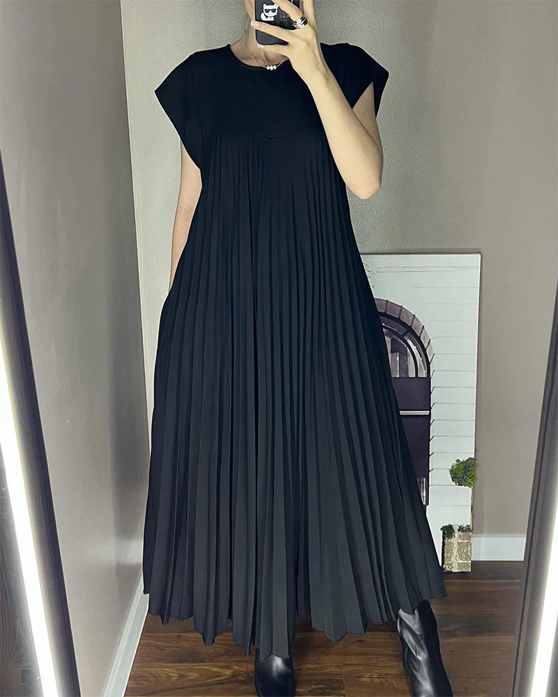 Sleeveless pleated simple solid color dress - Image 31