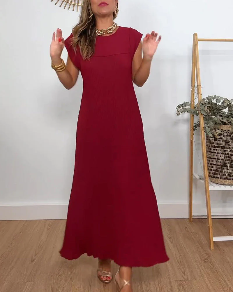 Sleeveless pleated simple solid color dress - Image 38