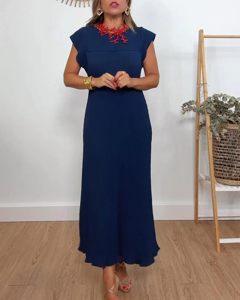 Sleeveless pleated simple solid color dress - Image 43