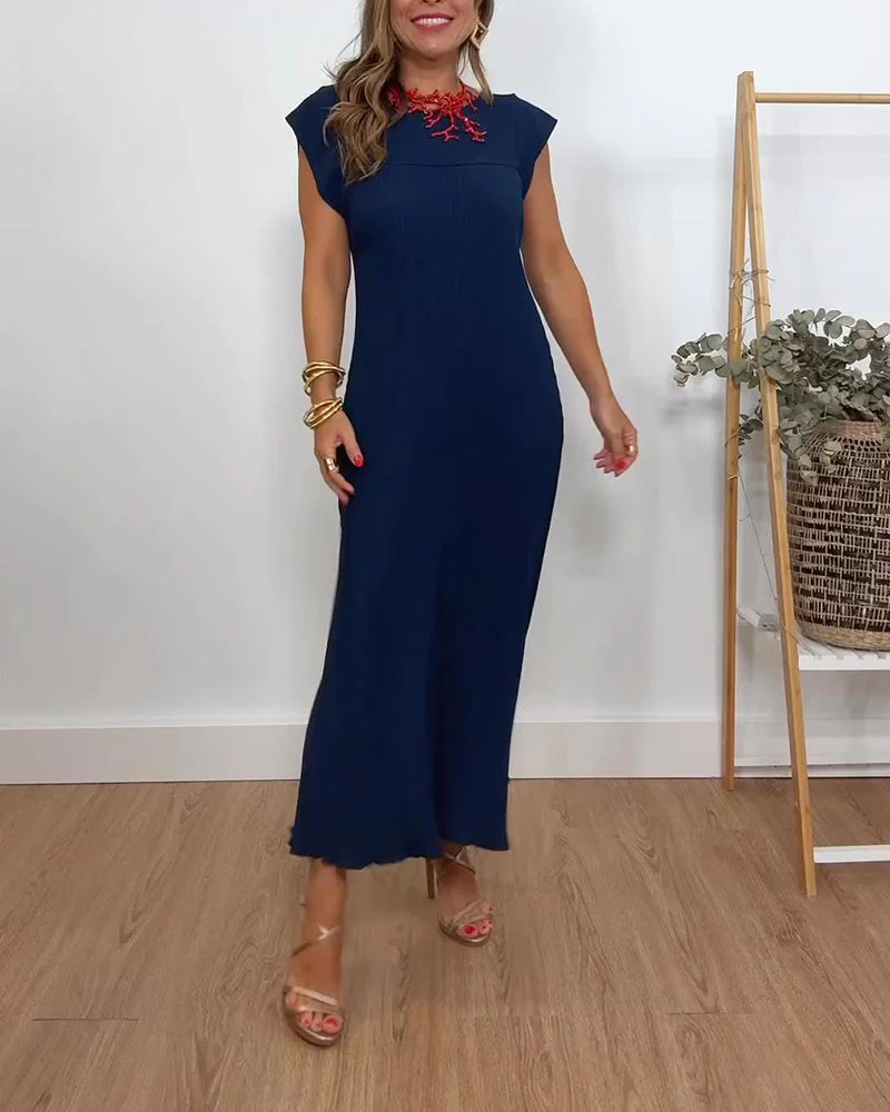 Sleeveless pleated simple solid color dress - Image 45