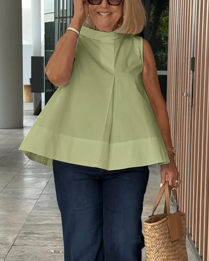 Sleeveless Solid Color Simple Blouse - Image 19