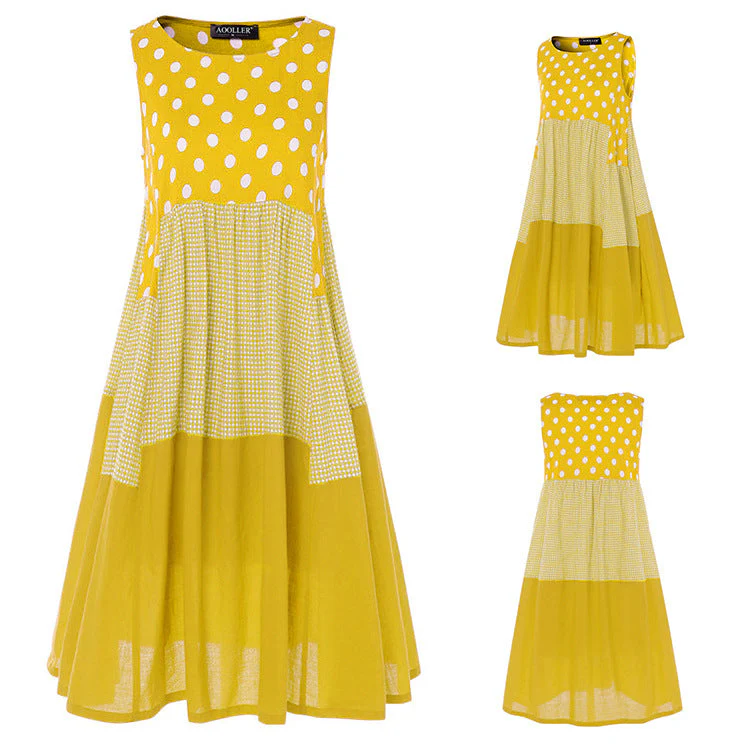 Sleeveless Summer Dress with Polka Dot Print - Image 5