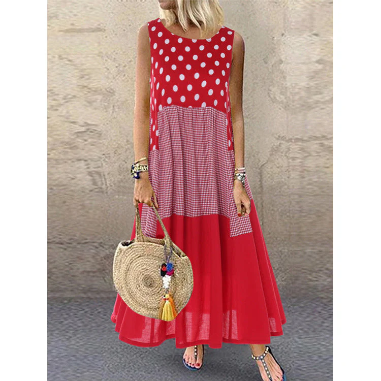Sleeveless Summer Dress with Polka Dot Print - Image 6