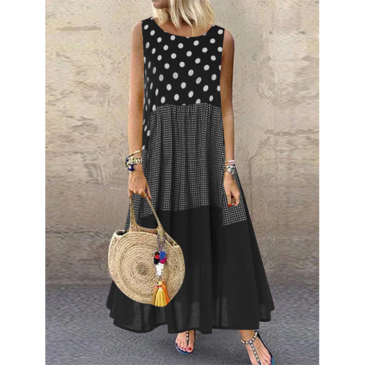 Sleeveless Summer Dress with Polka Dot Print - Image 7
