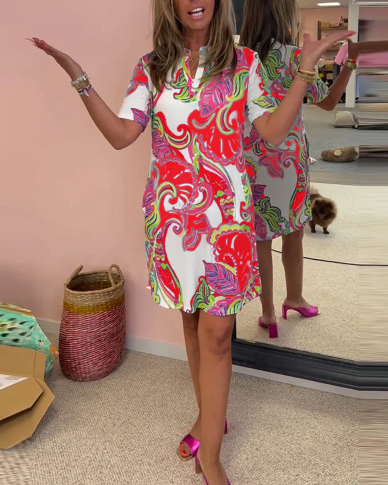 Slim Fit Printed Dress - Image 38