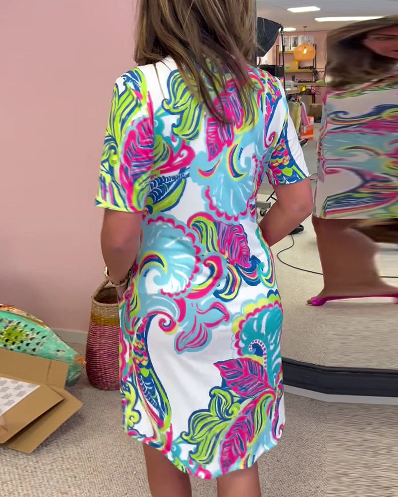 Slim Fit Printed Dress - Image 46