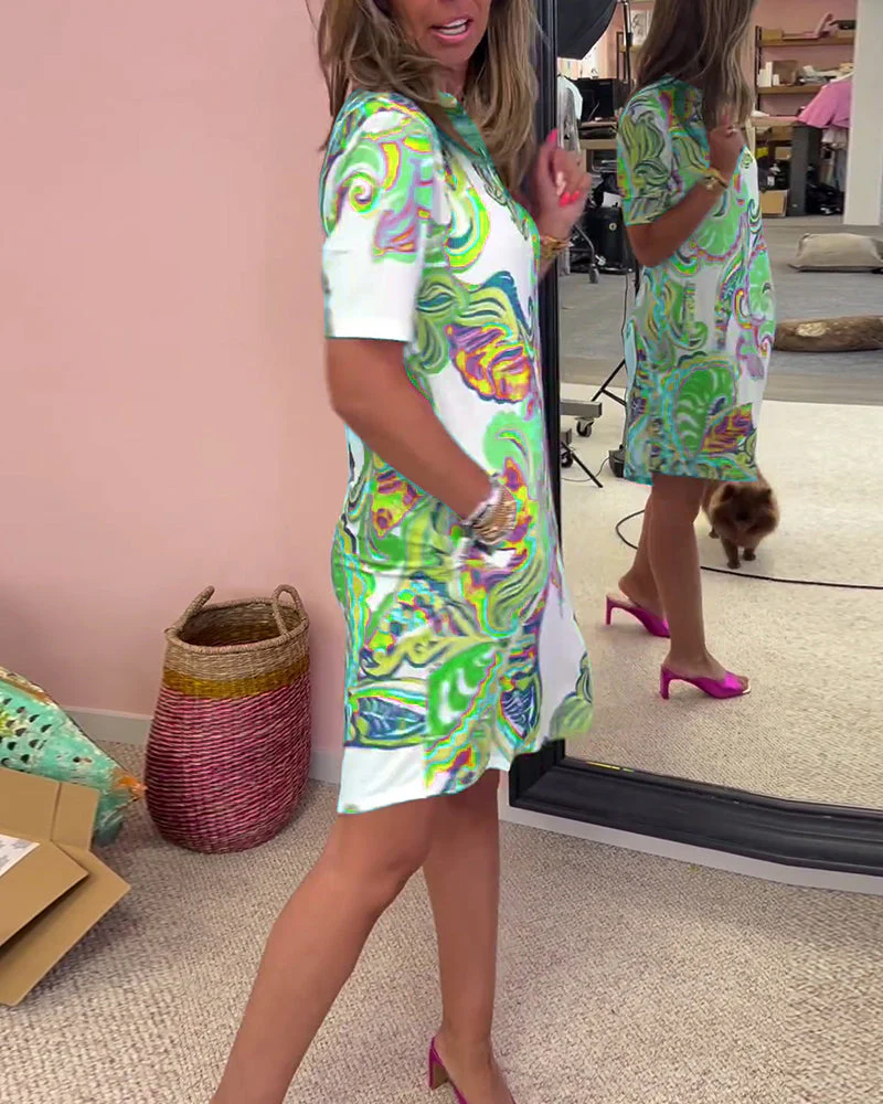 Slim Fit Printed Dress - Image 52