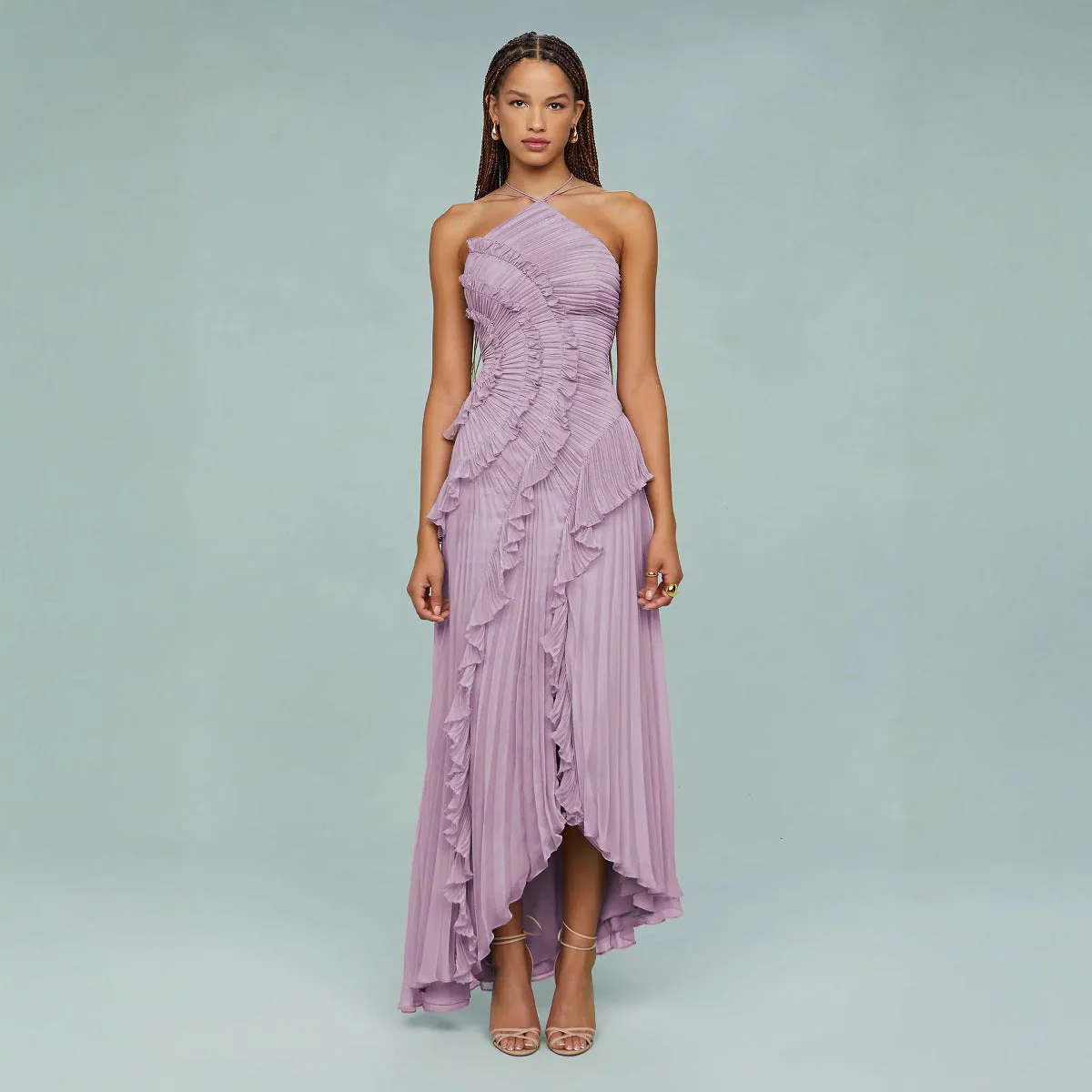 Slimming Pleated Chiffon Dress – Flowy Favorite for Coastal Getaways - Image 17