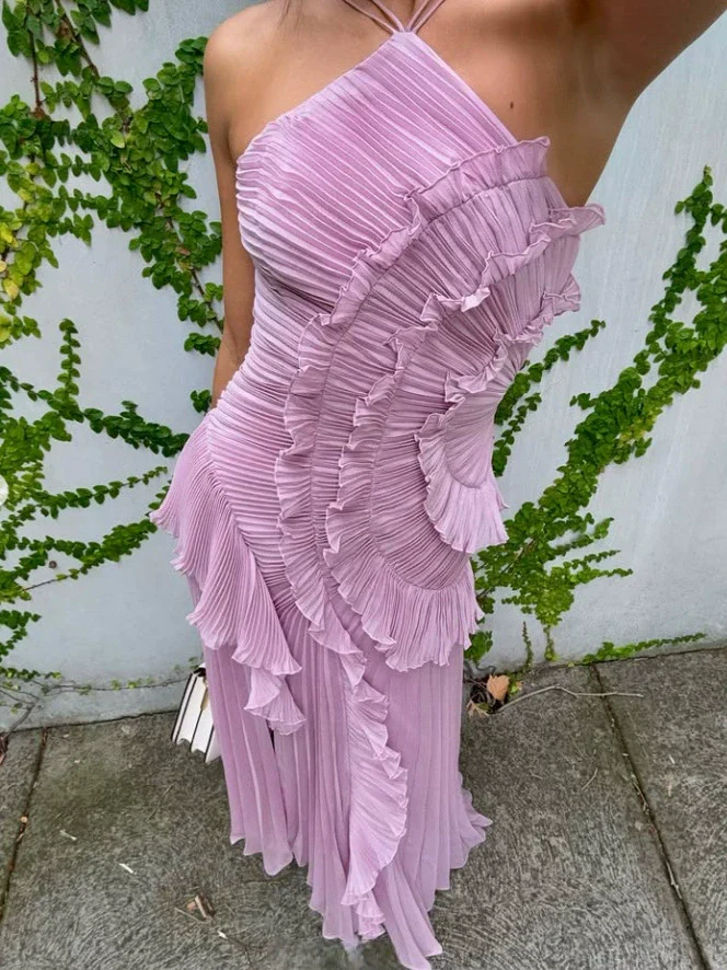 Slimming Pleated Chiffon Dress – Flowy Favorite for Coastal Getaways - Image 5