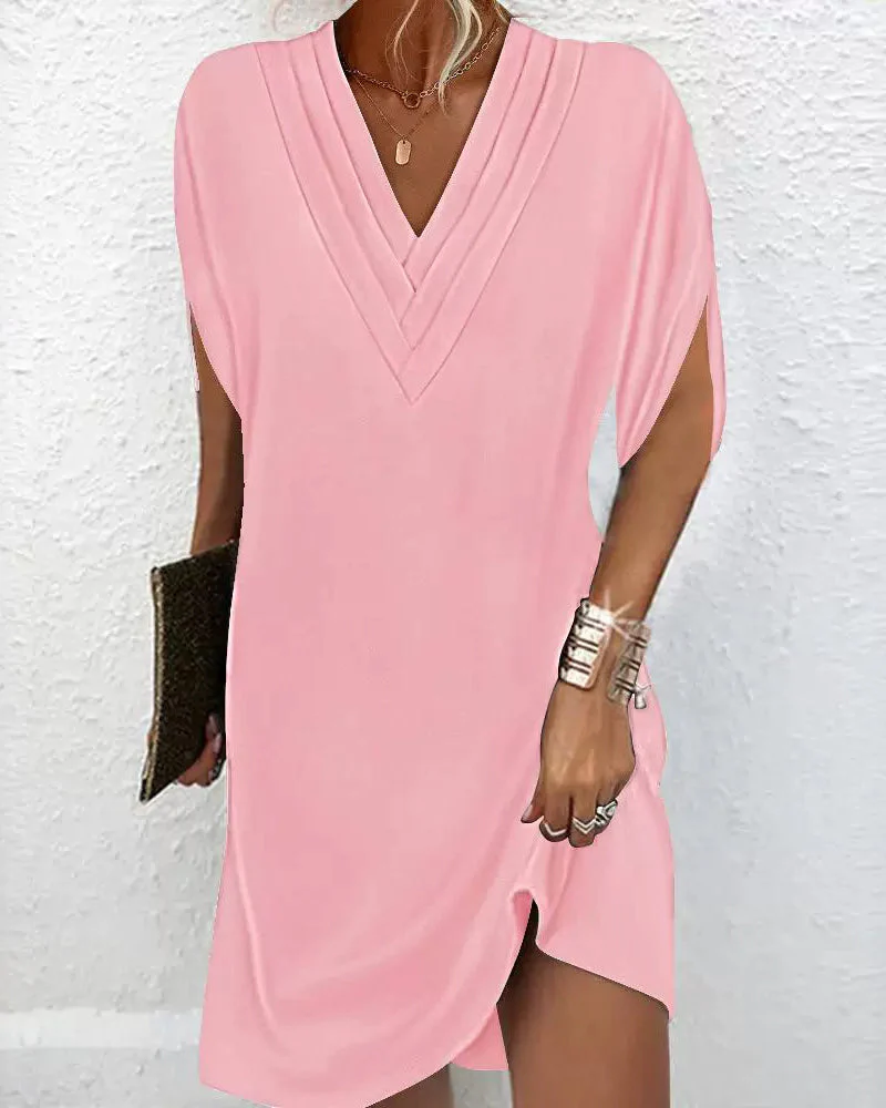 Slit sleeve solid color elegant dress - Image 2