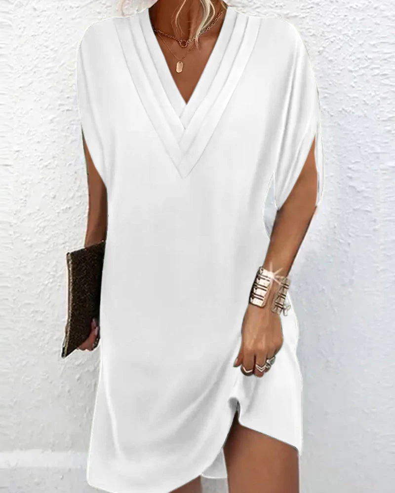 Slit sleeve solid color elegant dress - Image 31