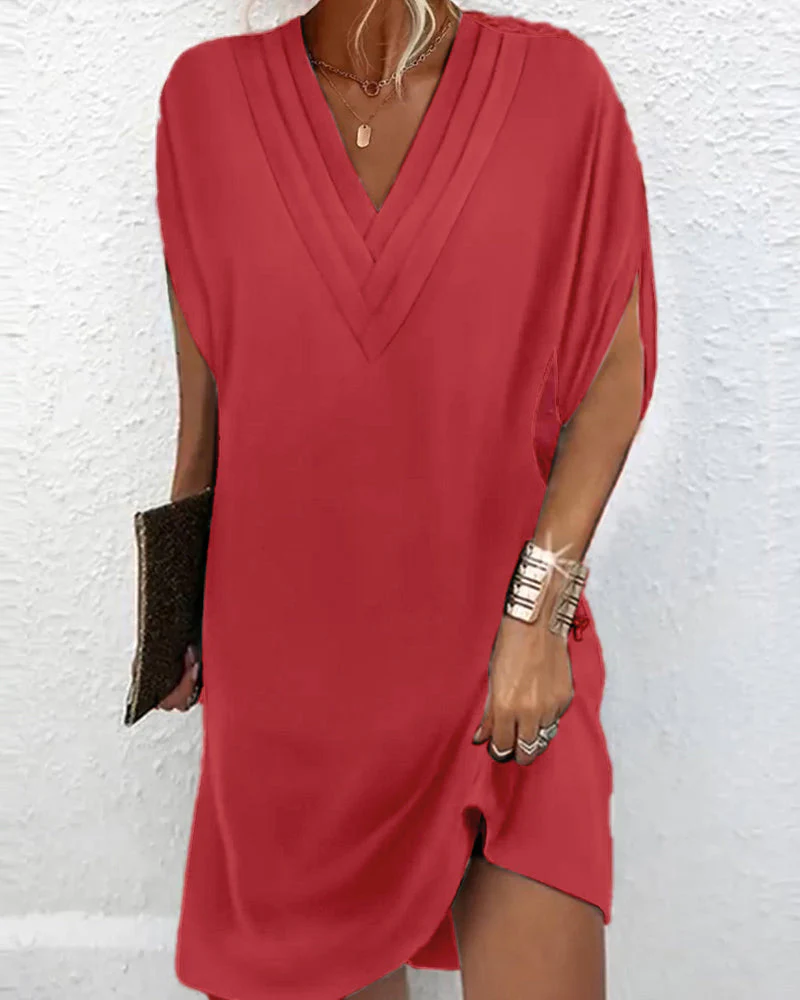 Slit sleeve solid color elegant dress - Image 37