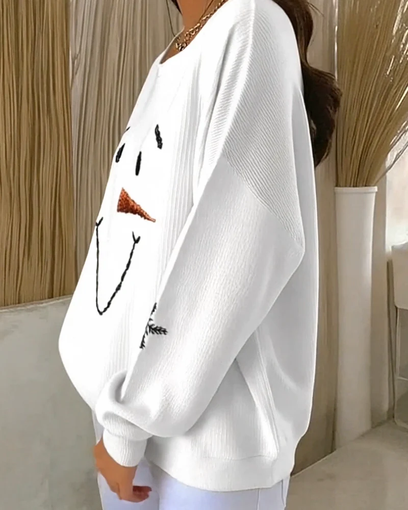 Snowman Printed Round-Neck Sweatshirt - Image 8