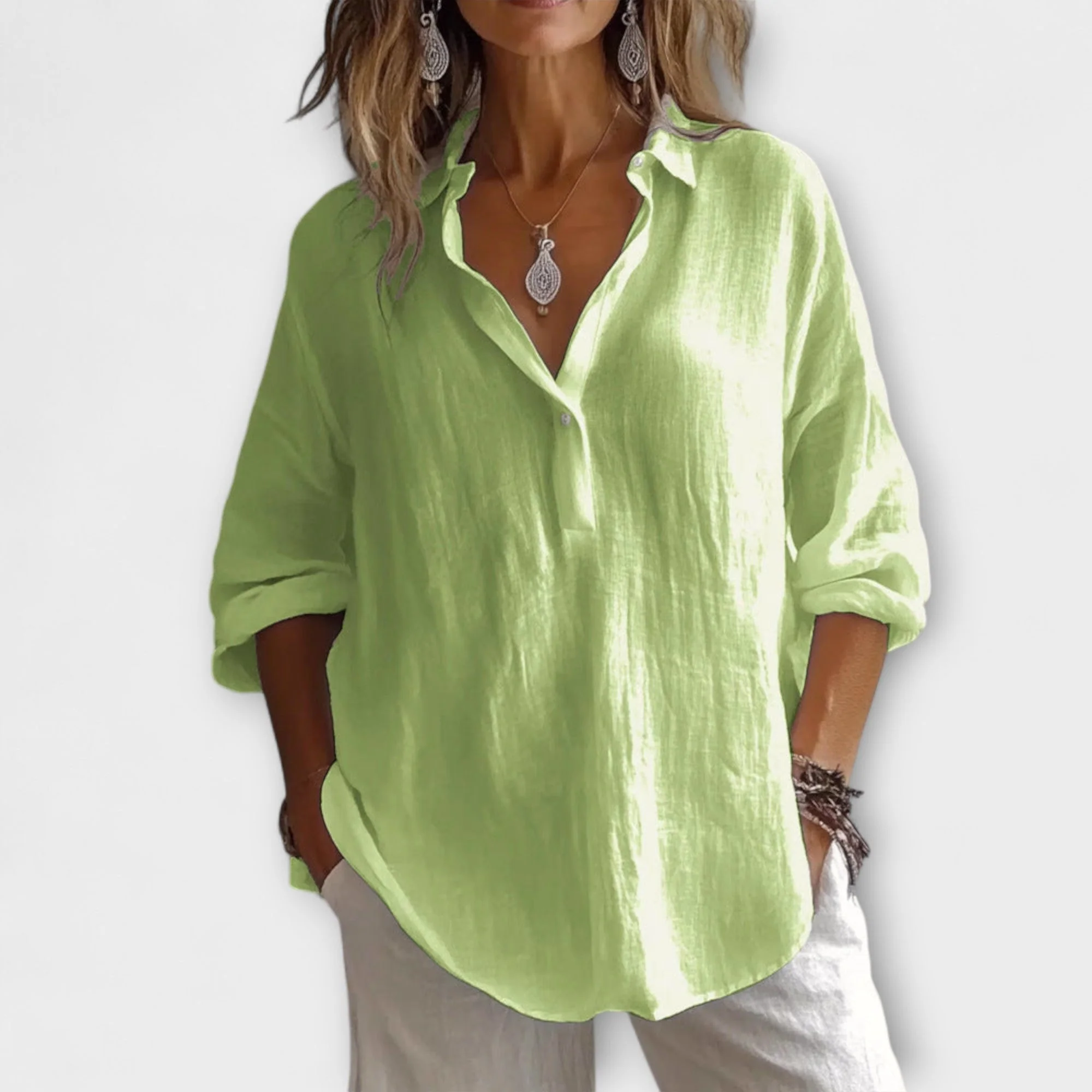 Soft Cotton Blend Blouse – Flowy, Elevated Essential for Workdays or Relaxed Weekend Looks - Image 3
