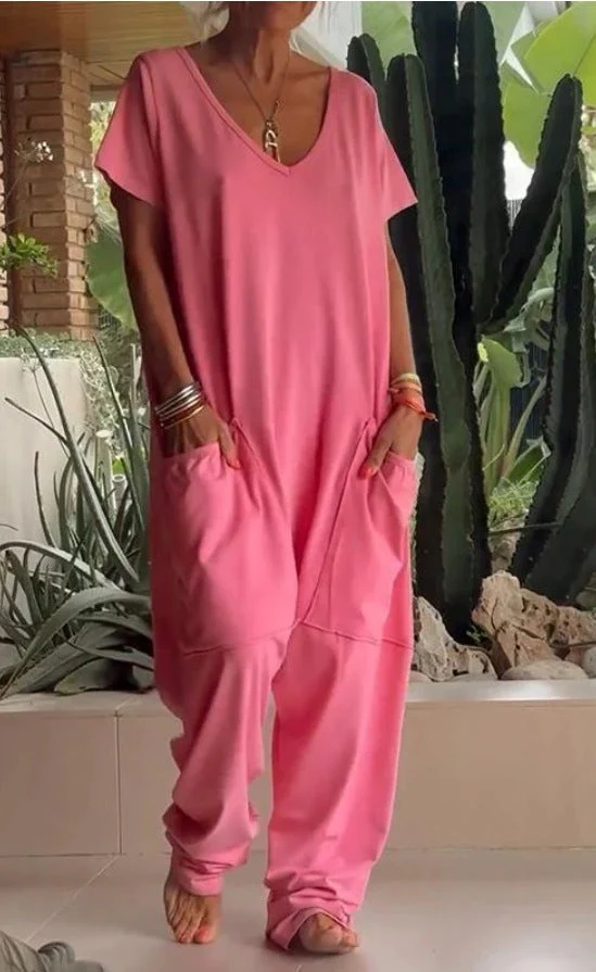 Soft Cotton V-Neck Dress - Image 15