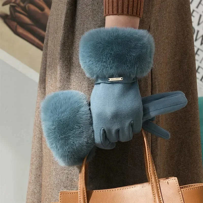 Soft Faux Fur Gloves for Women - Image 16