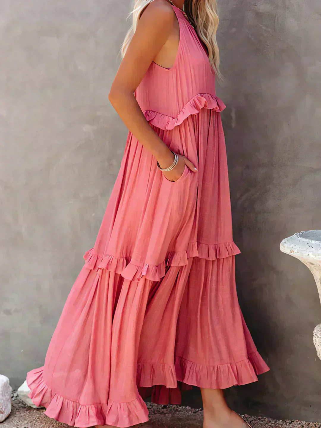 Soft Ruffle Casual Dress – Lightweight, Flowy Summer Style Perfect for Travel & Everyday Elegance - Image 11