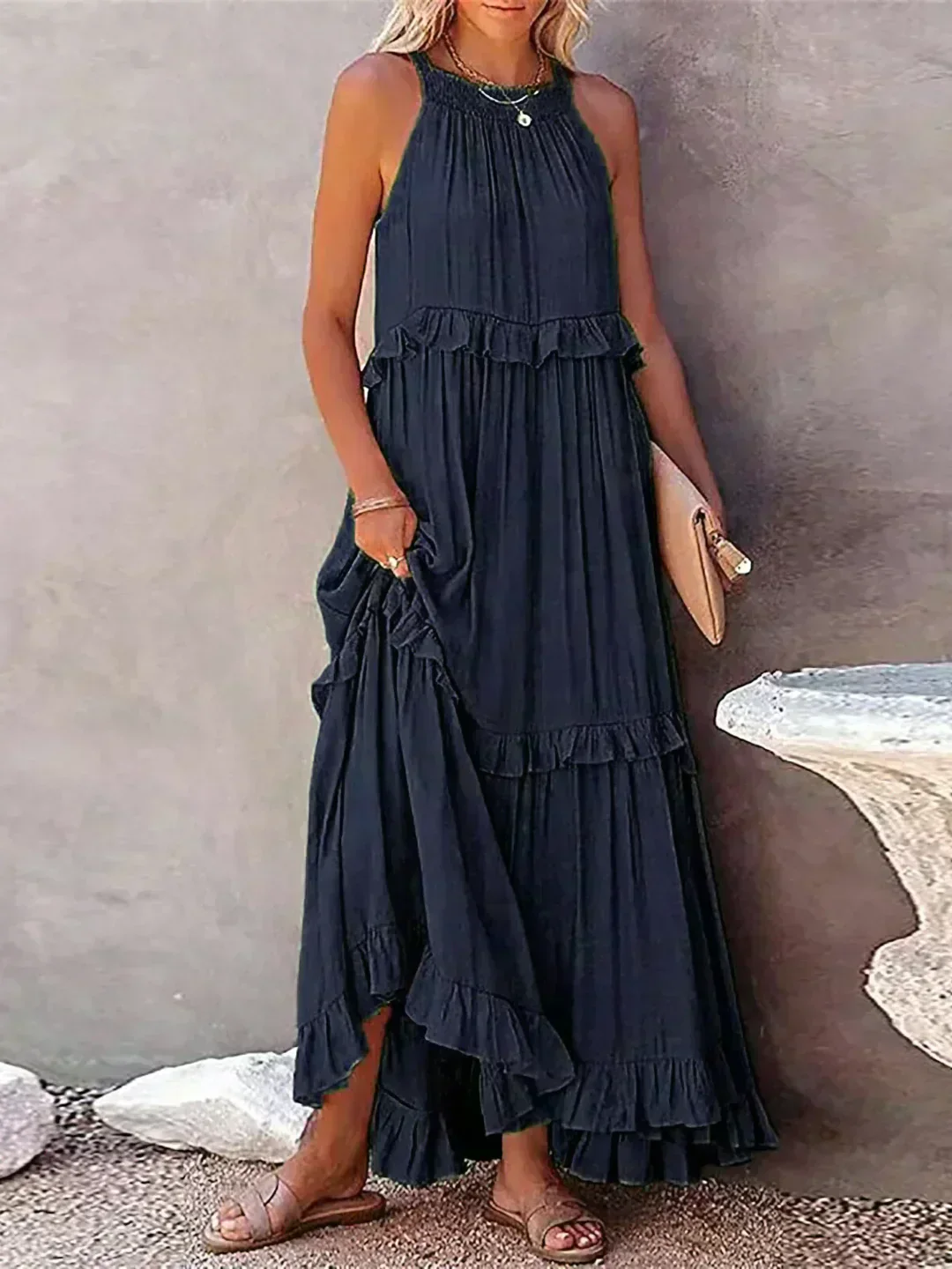 Soft Ruffle Casual Dress – Lightweight, Flowy Summer Style Perfect for Travel & Everyday Elegance - Image 36