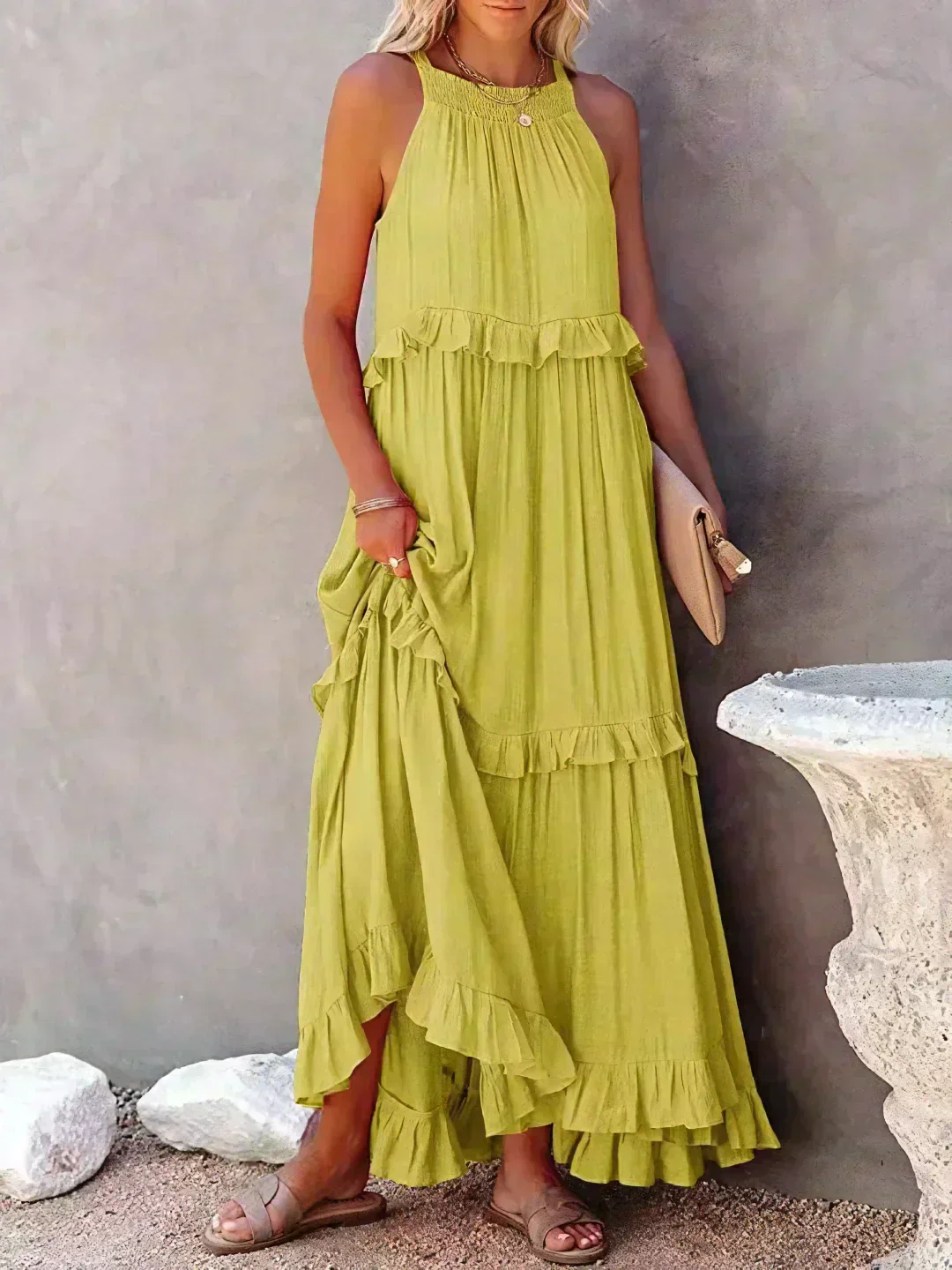 Soft Ruffle Casual Dress – Lightweight, Flowy Summer Style Perfect for Travel & Everyday Elegance - Image 44