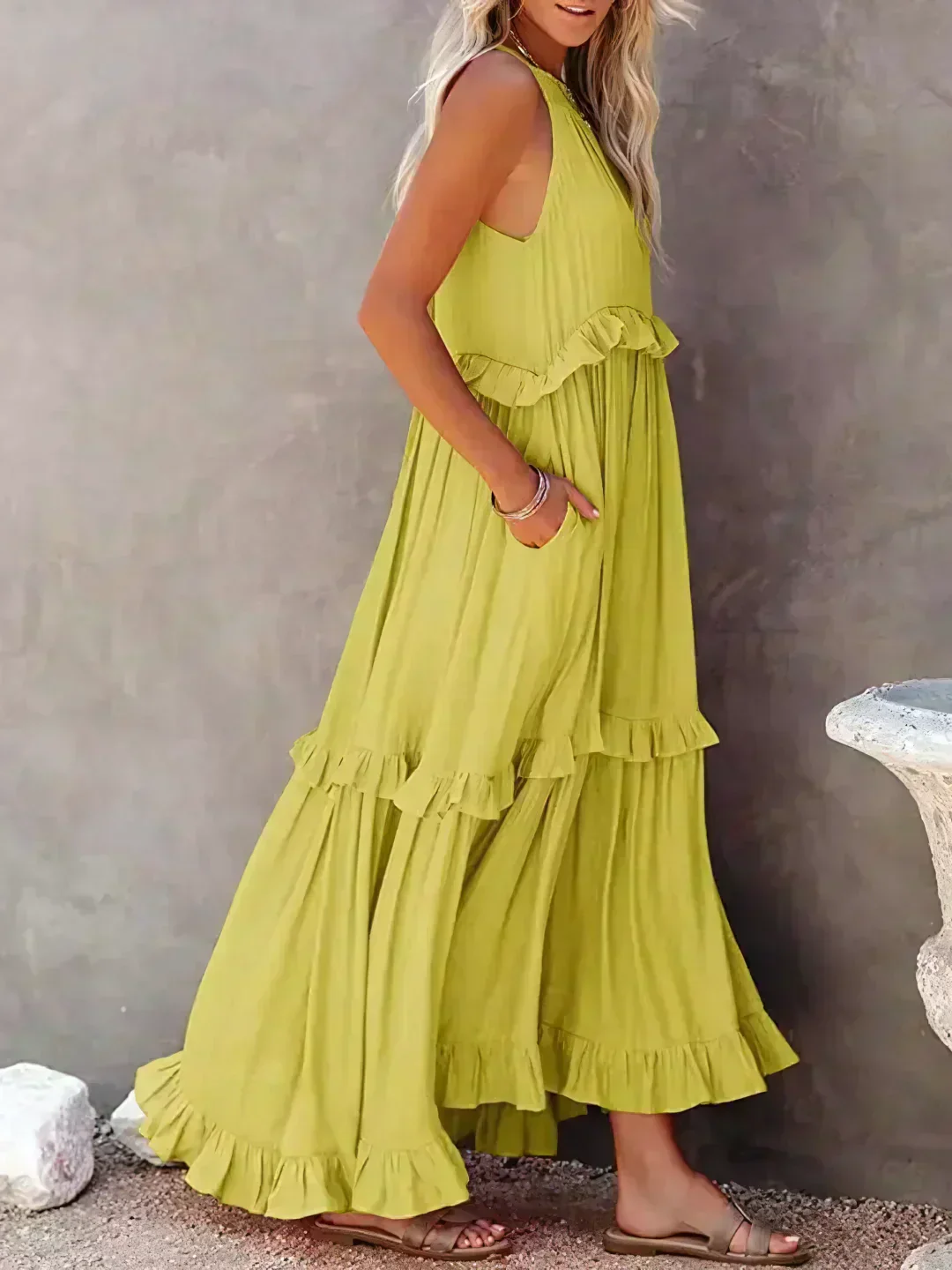 Soft Ruffle Casual Dress – Lightweight, Flowy Summer Style Perfect for Travel & Everyday Elegance - Image 45