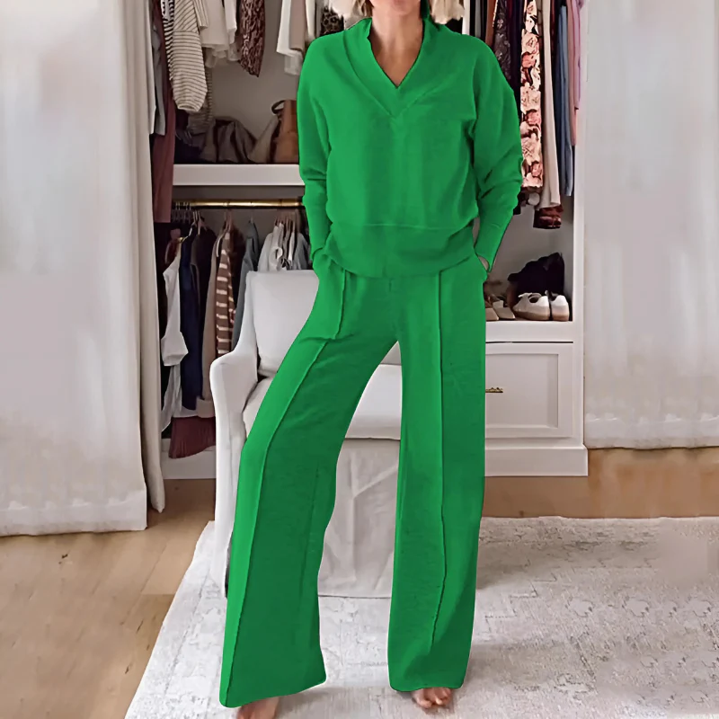 Soft V-Neck Lounge 2 Peice Set - Image 2