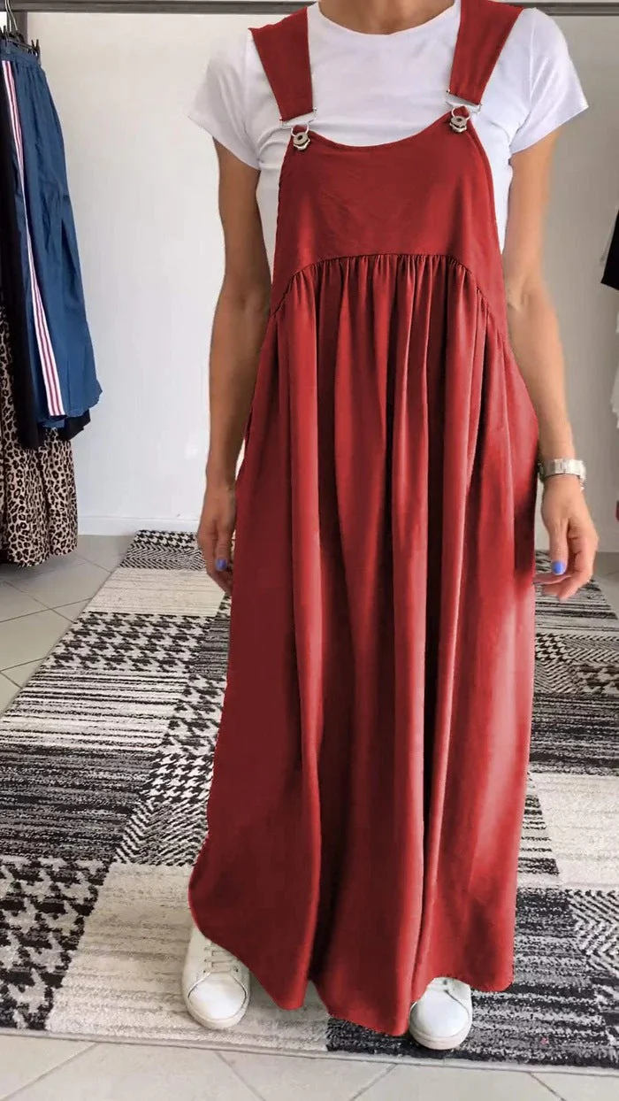 Solid Color Casual Dress with Straps - Image 20