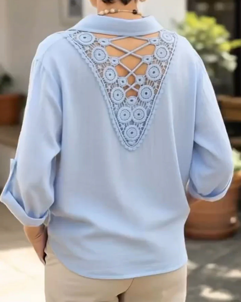 Solid Color Casual Long-Sleeved Shirt - Image 4