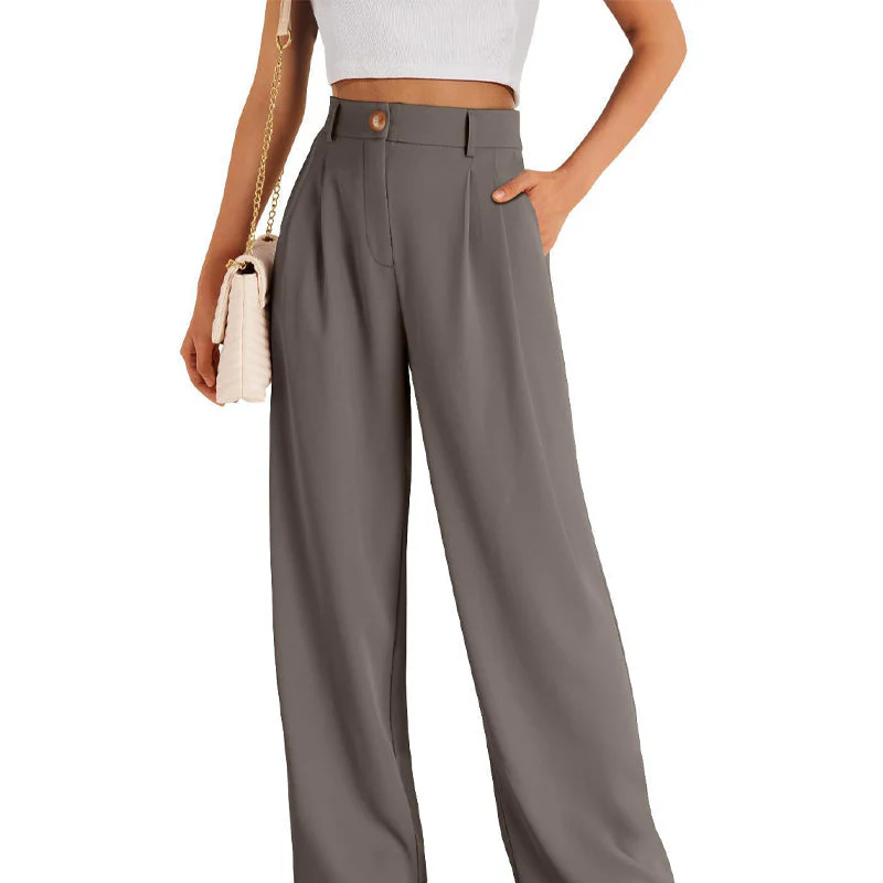 Solid Color Casual Straight Pants - Image 13