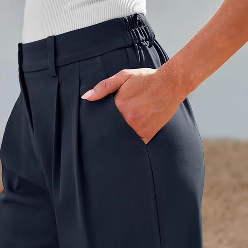 Solid Color Casual Straight Pants - Image 16
