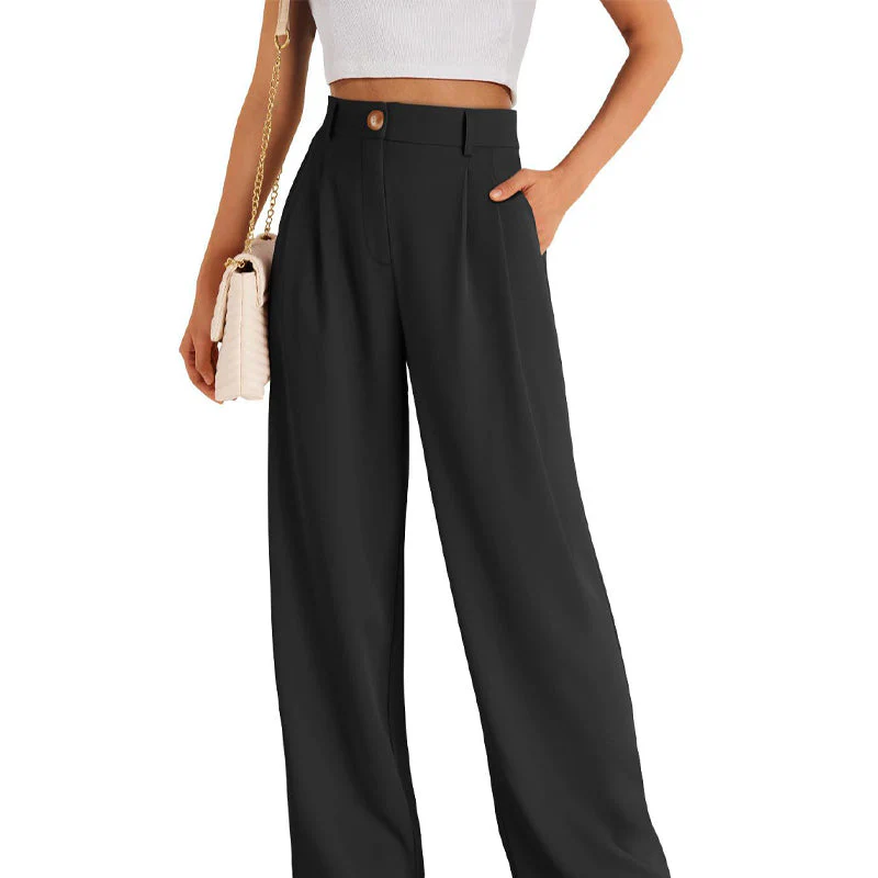 Solid Color Casual Straight Pants - Image 2