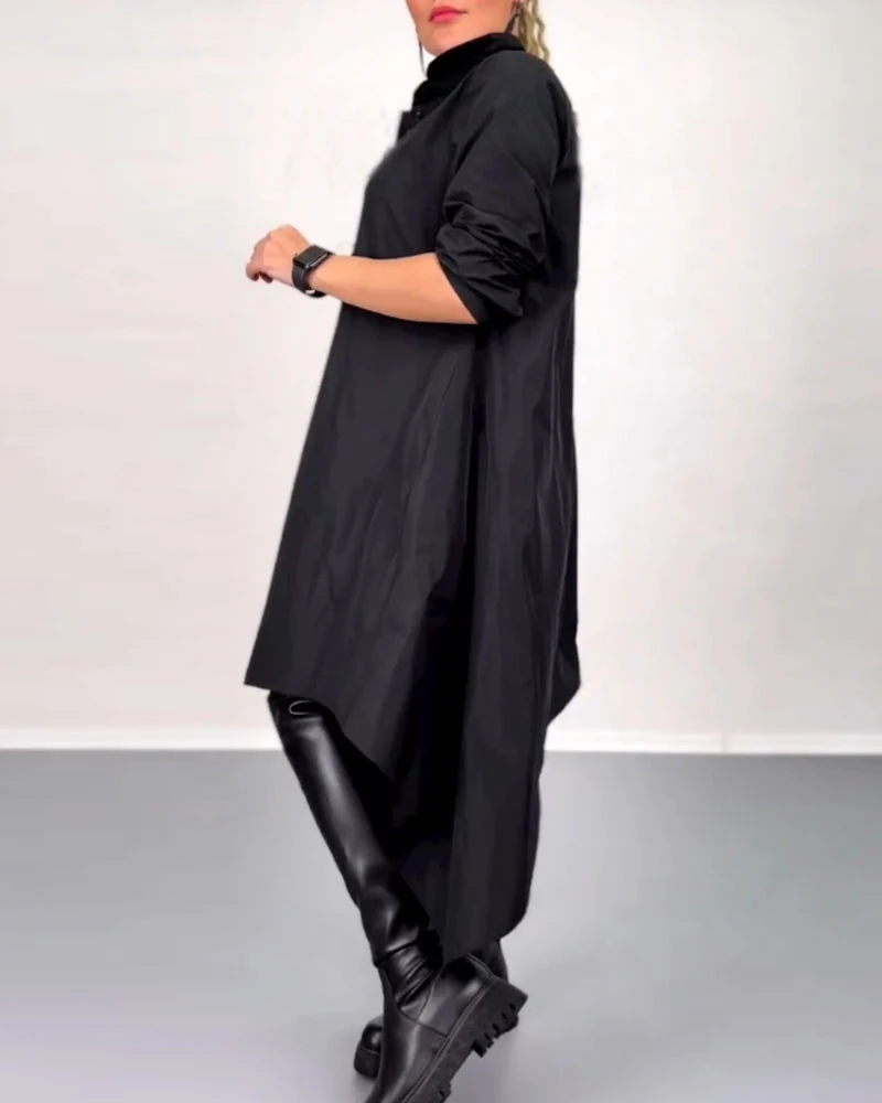 Solid color irregular casual dress - Image 10