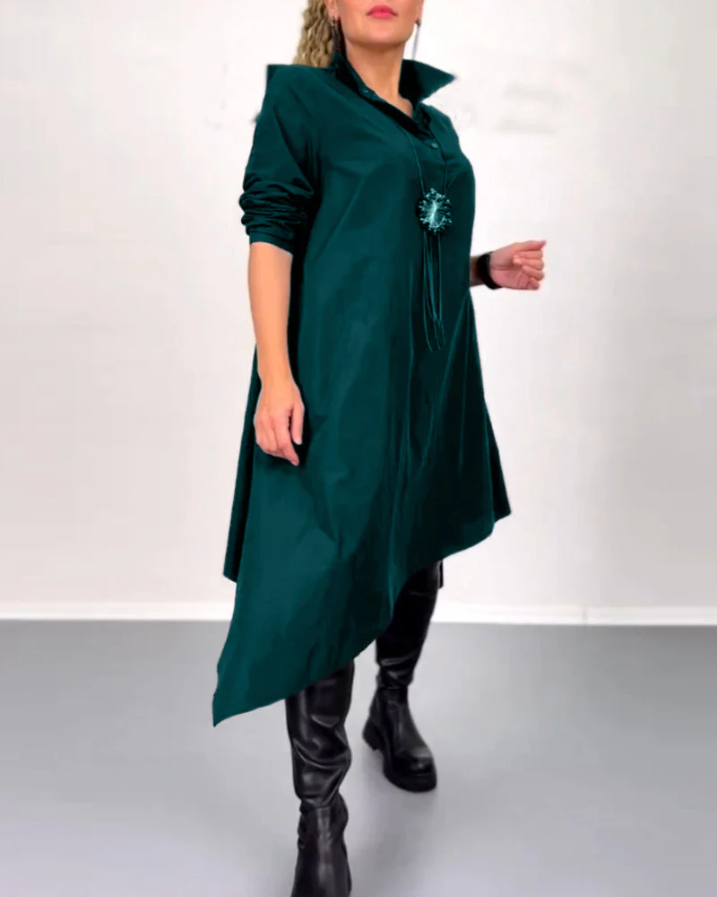Solid color irregular casual dress - Image 24