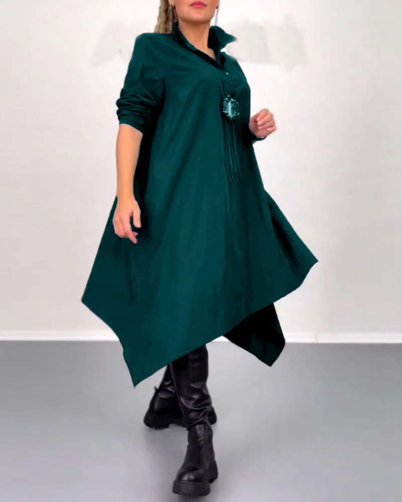 Solid color irregular casual dress - Image 34