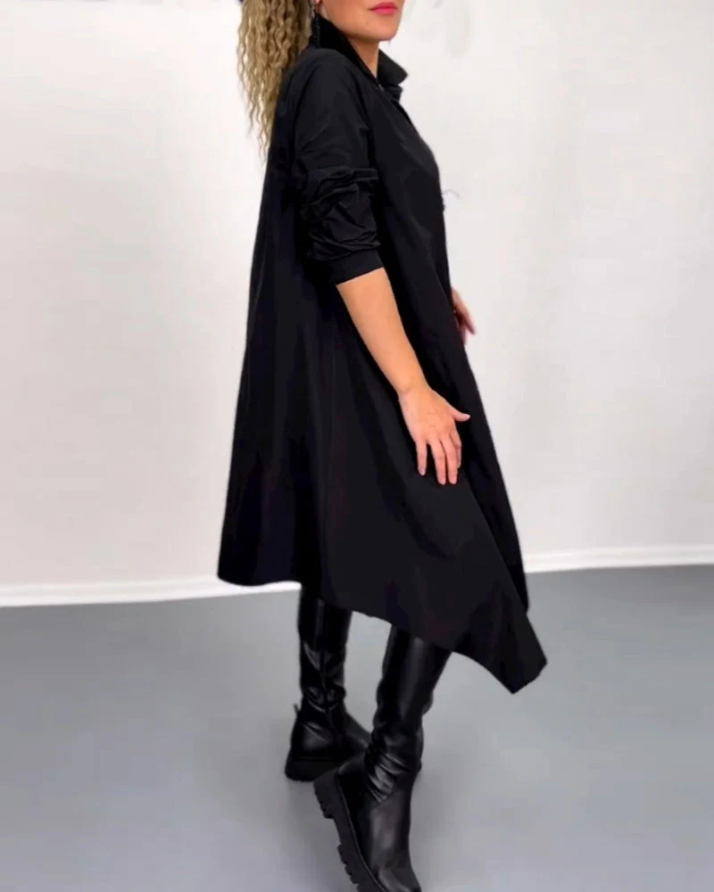 Solid color irregular casual dress - Image 8