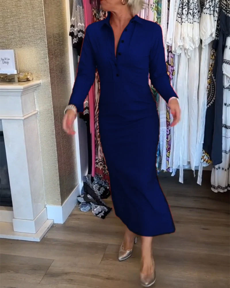 Solid color slit elegant dress - Image 11