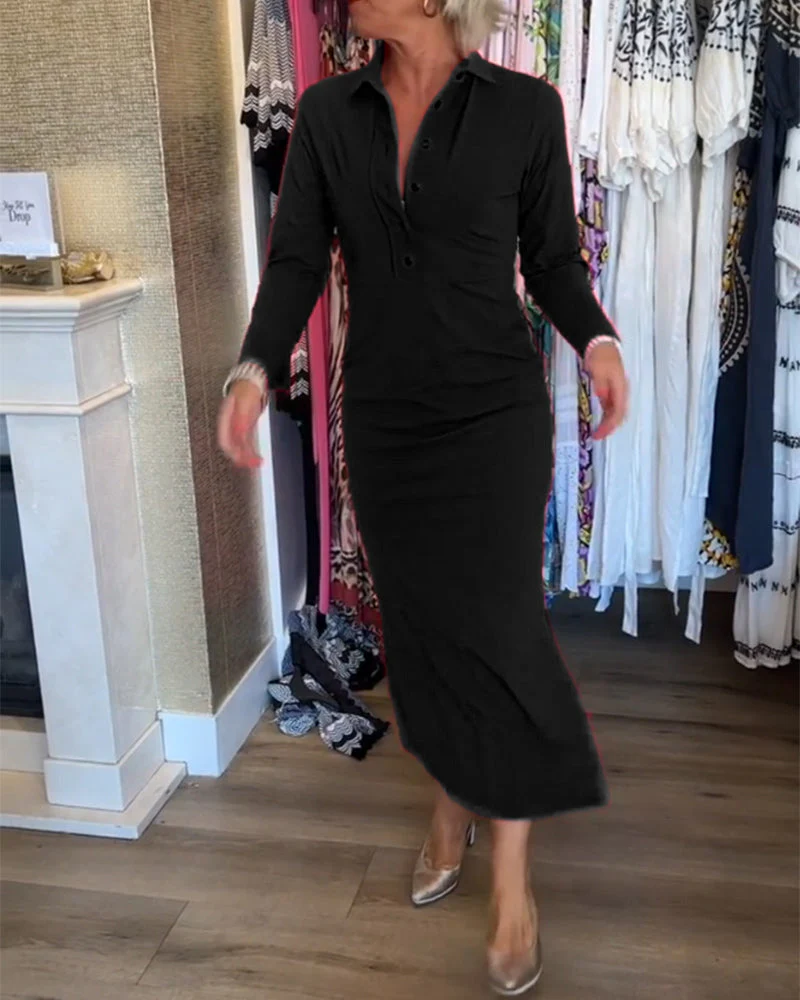 Solid color slit elegant dress - Image 31