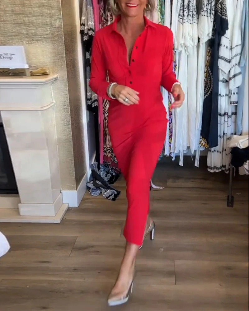 Solid color slit elegant dress - Image 7