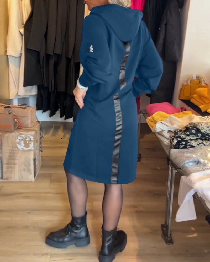 Solid pocket hooded dress - Image 17