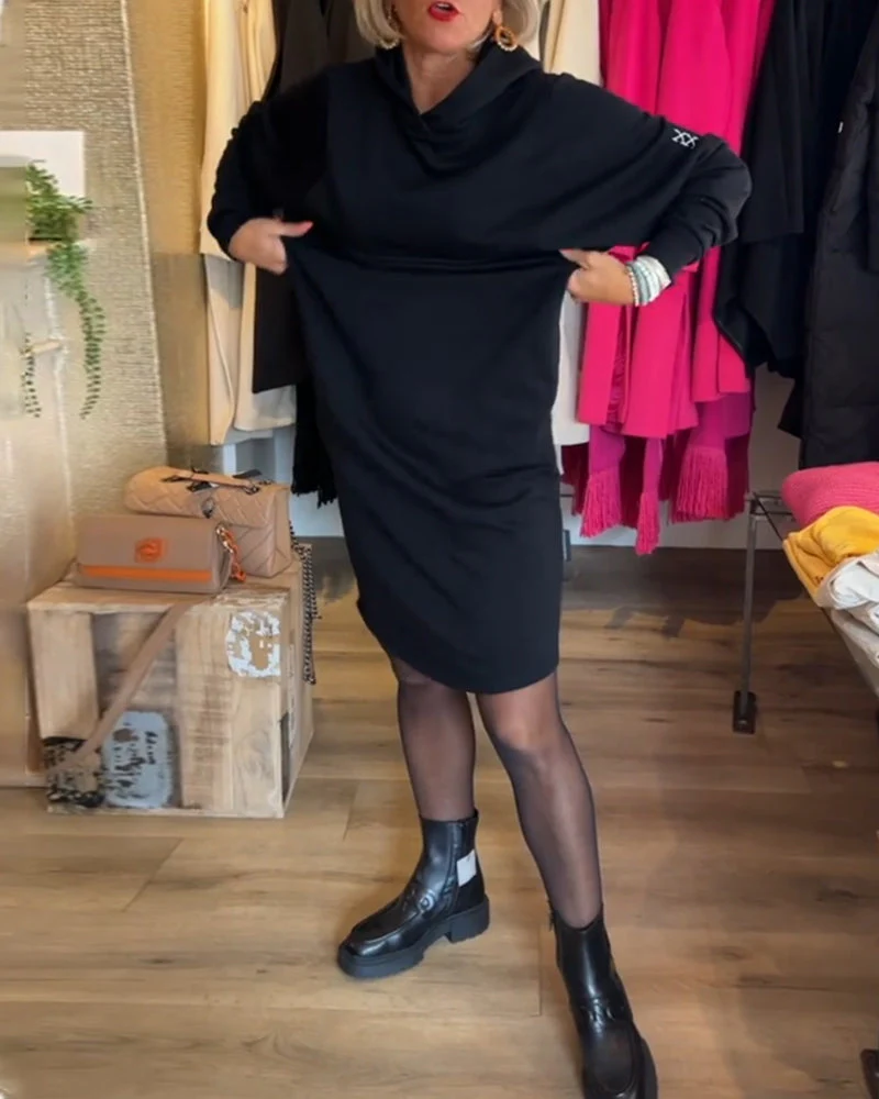 Solid pocket hooded dress - Image 24