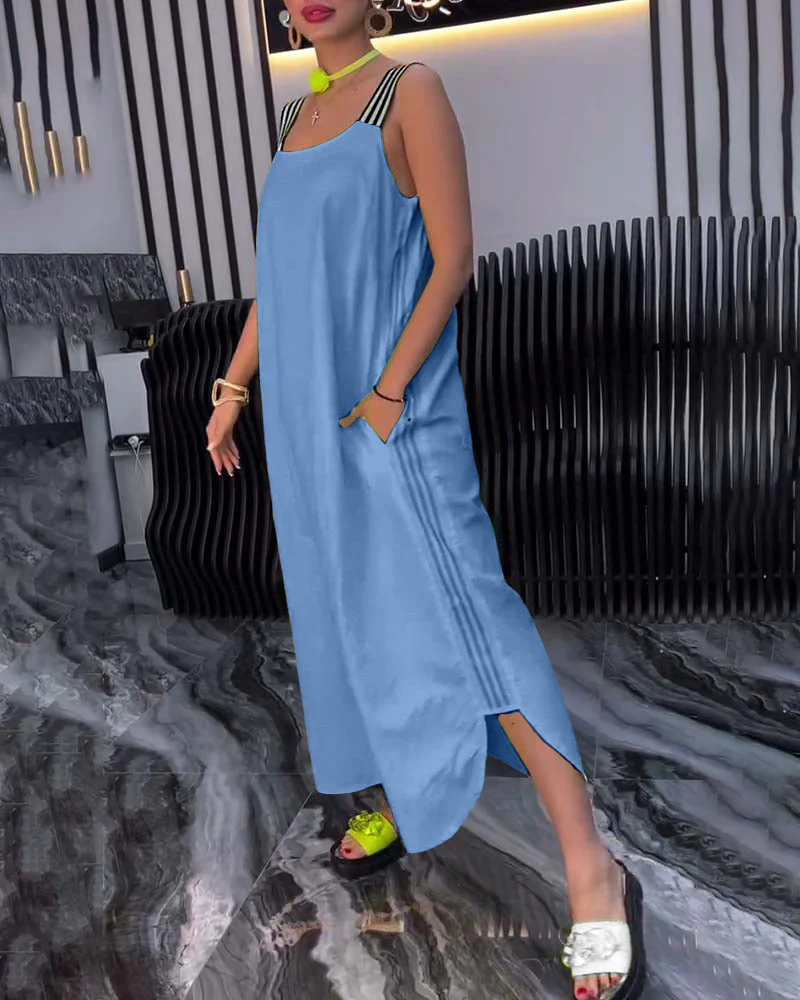 Spliced Suspender Loose Dress - Image 10