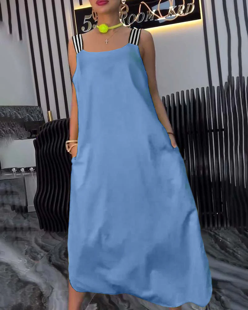 Spliced Suspender Loose Dress - Image 11