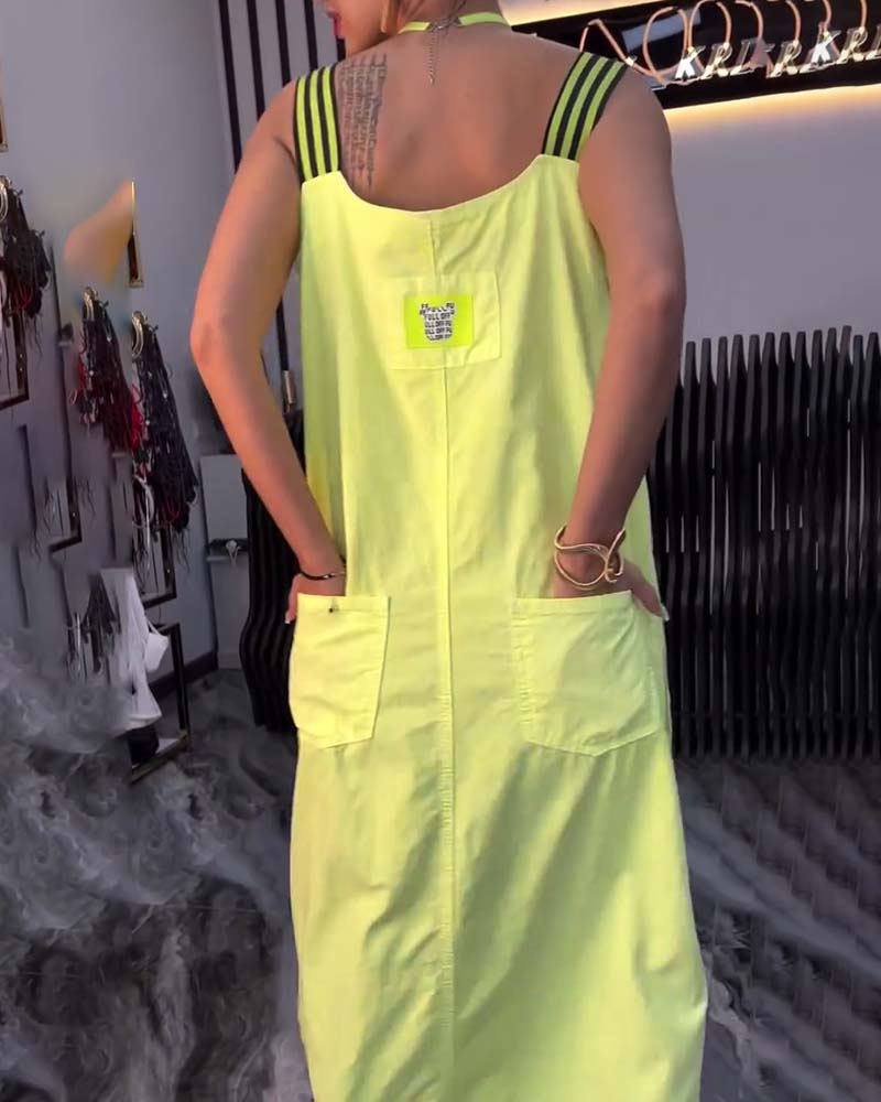 Spliced Suspender Loose Dress - Image 2