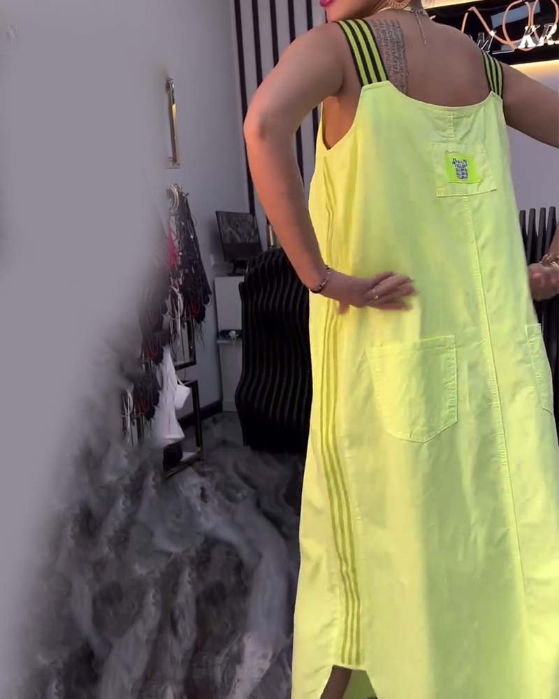 Spliced Suspender Loose Dress - Image 3