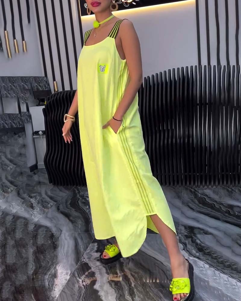 Spliced Suspender Loose Dress - Image 4