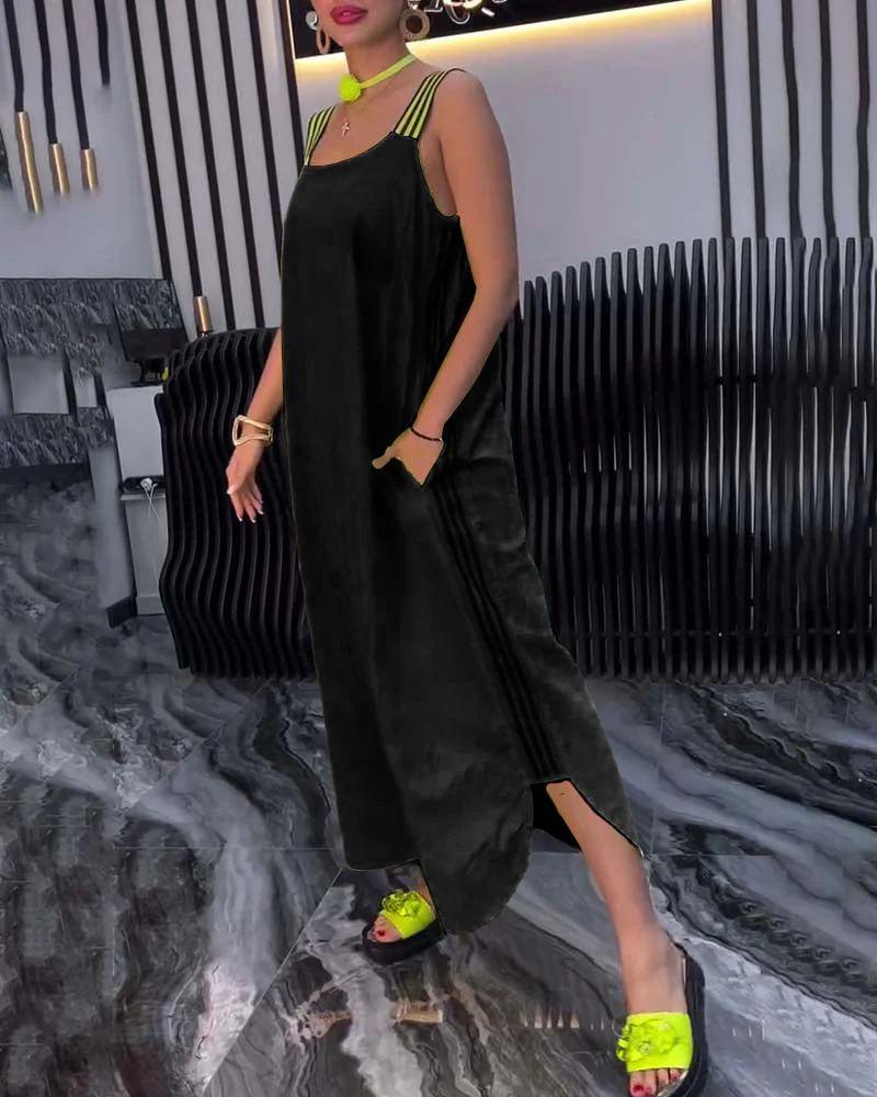 Spliced Suspender Loose Dress - Image 7