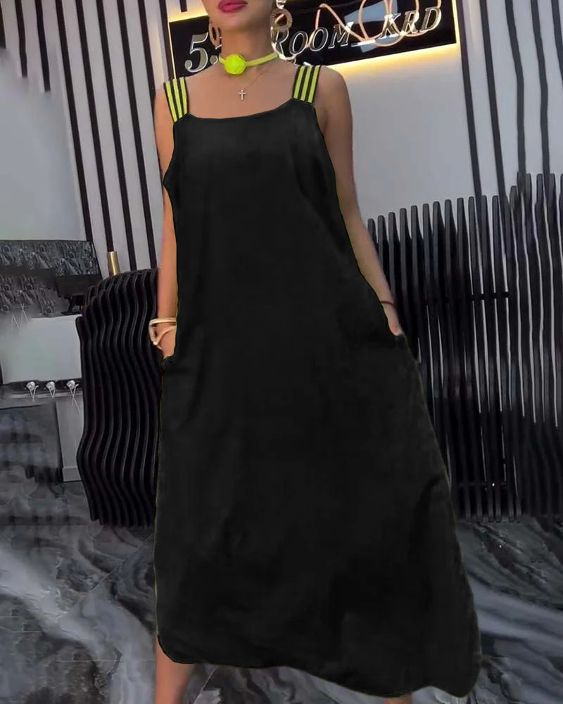 Spliced Suspender Loose Dress - Image 8