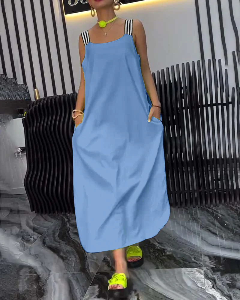 Spliced Suspender Loose Dress - Image 9