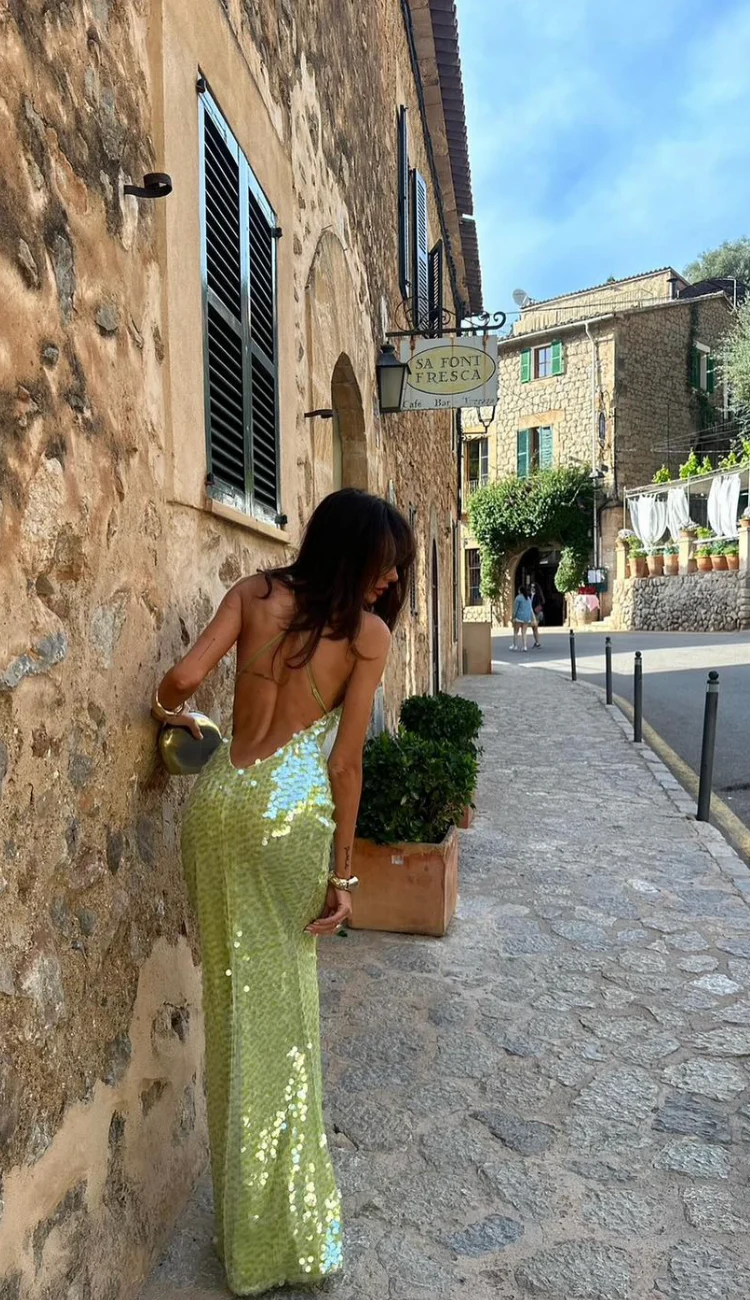 Square Collar Sequin Backless Party Dress - Image 7