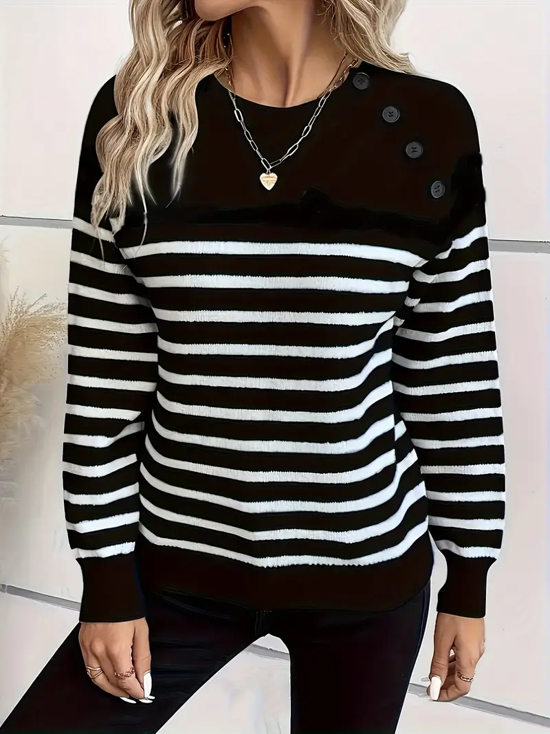 Striped Button Front Sweater - Image 16