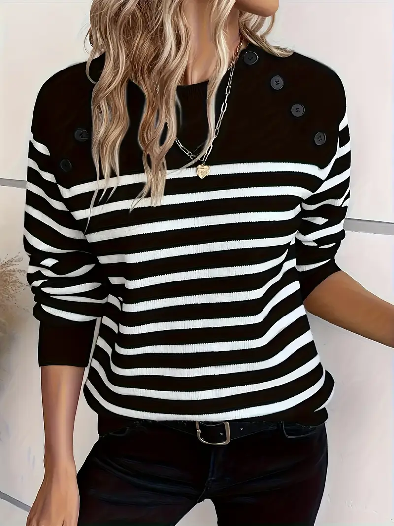 Striped Button Front Sweater - Image 7